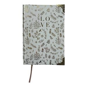 LOVE Floral Hardcover Journal Notebook Gold Foil Corners Ribbon Bookmark